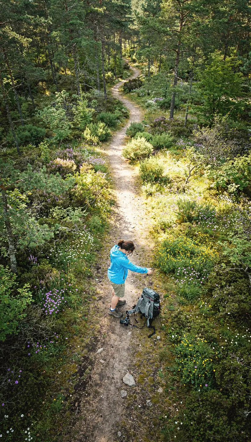 Een gezin dat geniet van een picknick op een camping in het hart van het bos.